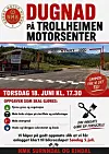 Plakat med dugnad på Trollheimen motorsenter og liste over oppgaver og tidspunkt.