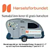 Plakat for Hørselsforbundet med illustrert camingvogn og tekst om gratis hørselstest i Surnadal.