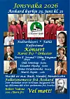 Blå plakat for Jonsvaka 2026 med bilder av kor, personer og tekst om konsert, foredrag og lokale innslag.