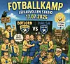 Illustrert plakat for fotballkamp mellom Bøfjord og Halsa på Leikarvollen stadion 17.07.2026.