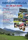 Plakat for Bøfjordhelga 17.–19. juli 2026 med programtekst, små bilder og fjordutsikt.