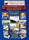Plakat med tekst, bilder av båter og historiske motiver, samt informasjon om sommeraktiviteter ved Sjøbruksmuseet.