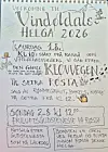 Håndtegnet plakat for Vindøldalshelga 2026 med helgeprogram og dekorative tegninger.