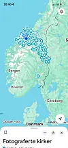 Google Maps-kart med mange markører.