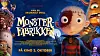 Fargerik kinoplakat for «Monsterfabrikken» med et barn og flere monstre.
