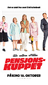 Filmplakat med fem voksne personer og den røde tittelen «Pensjonistkuppet».